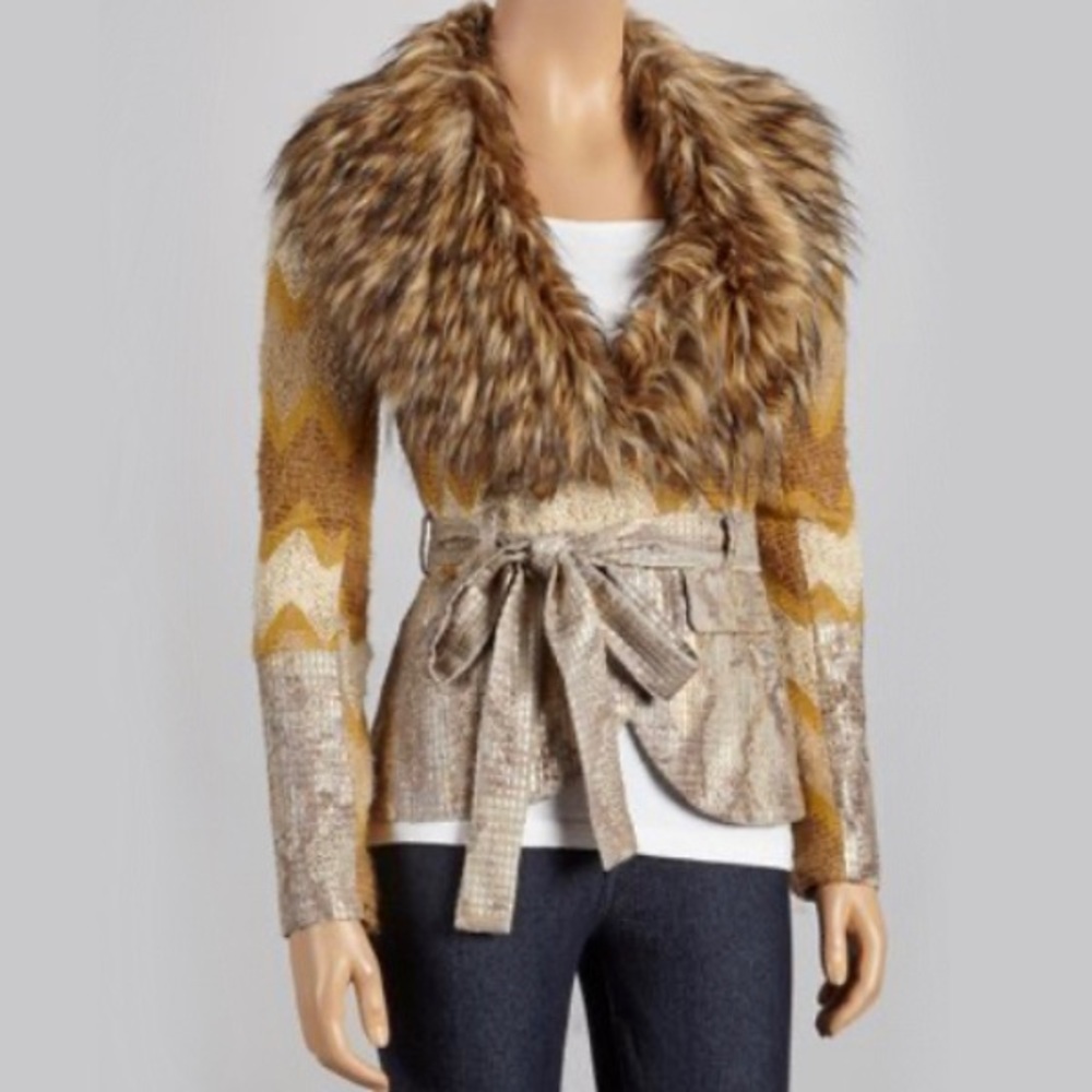 DELFINE GOLD Faux Fur Jacket